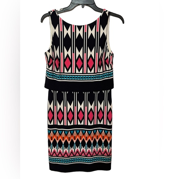 ELIZA J Geometric Print Shift Dress, Navy Multi, Size 4 NWOT - Picture 5 of 10